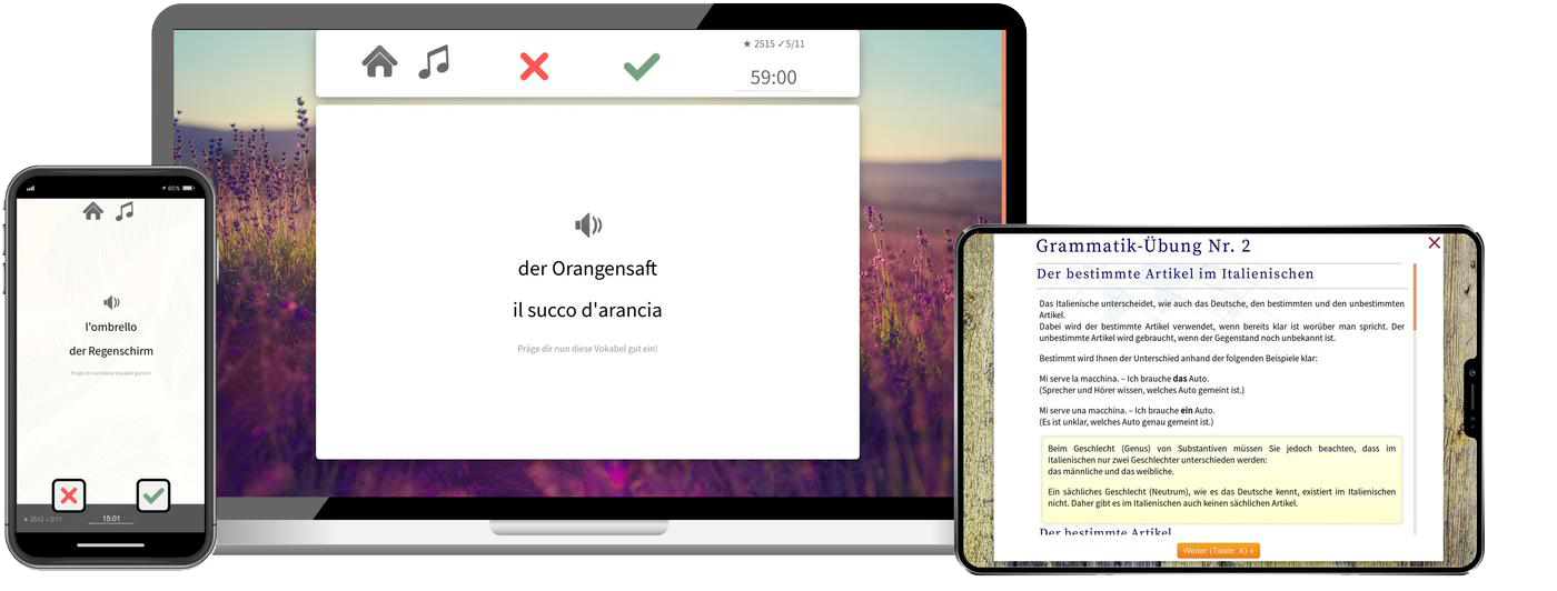 Italienisch Basiskurs A1 A2 Onlinekurs mit Audiotrainer für Anfänger