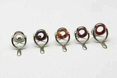 NOS Agate Stripping Guide 8mm SET  (5 STK) AMBER RED MIX Silber