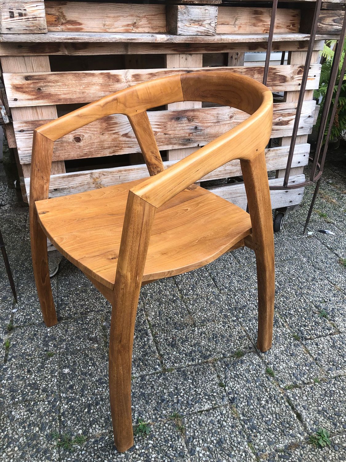 Schalenstuhl Teakholz, Stuhl mit Armlehne