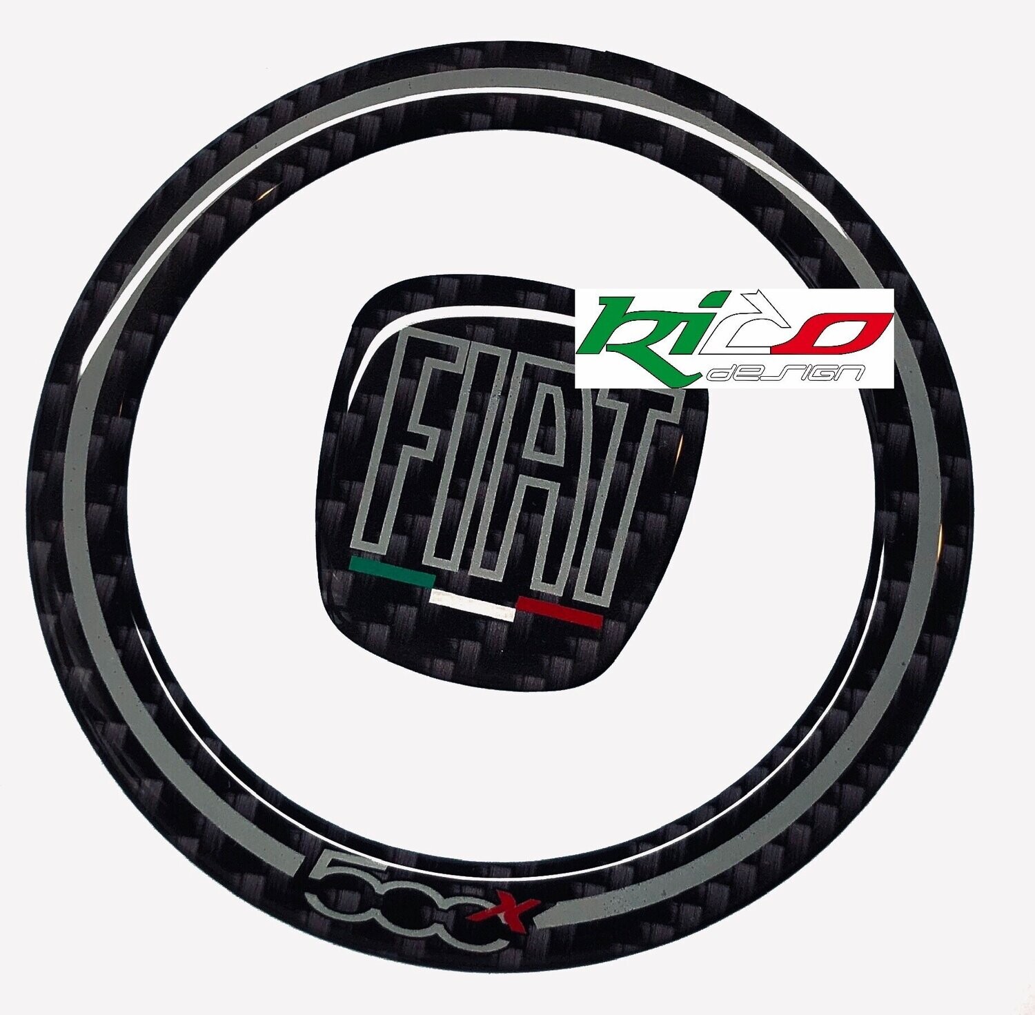 Set Logo e Anello Volante Fiat 500 X Grey Line