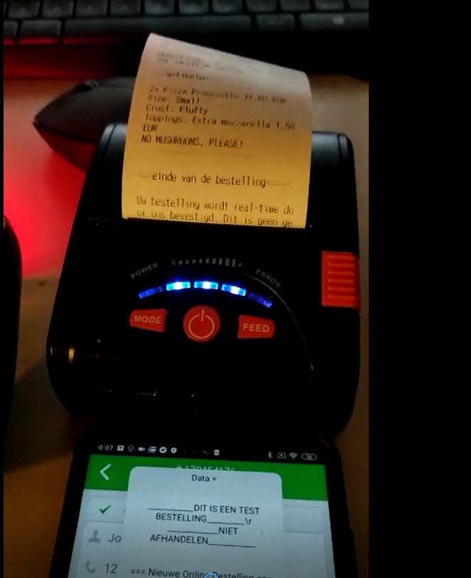 Gloriafood bluetooth printing