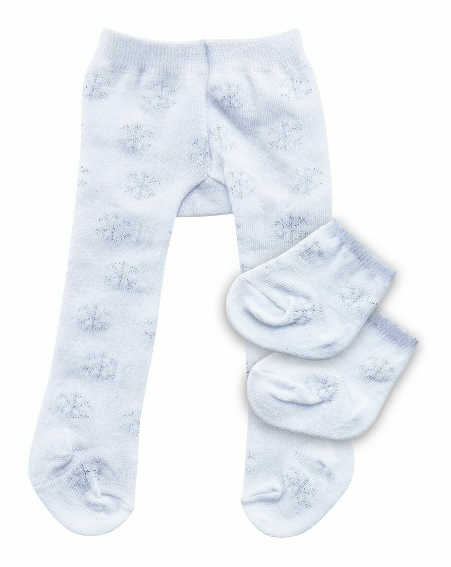 STRUMPFHOSE mit Söckchen   "Eiskristalle"   28cm - 35cm