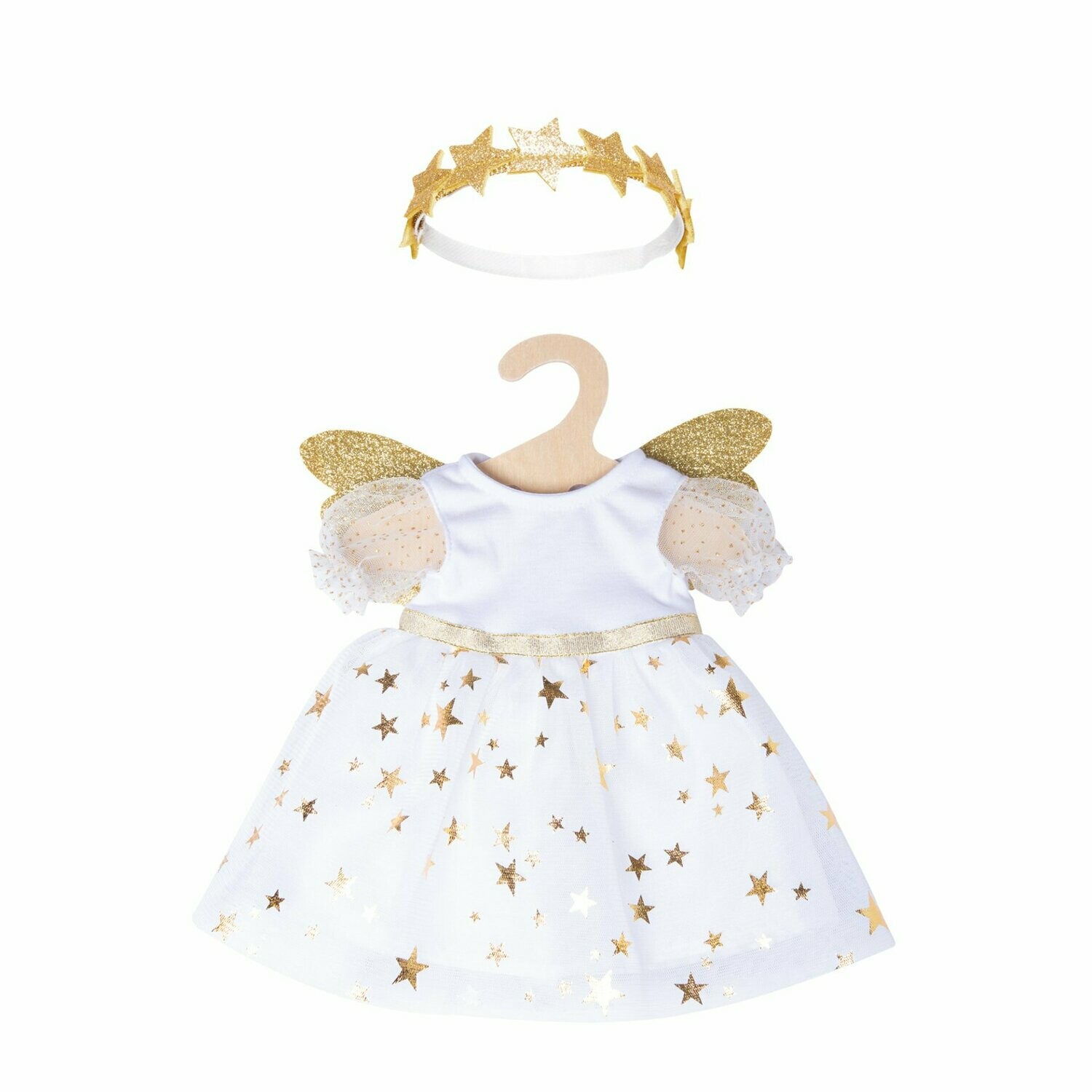Kleid mit Stern-Haarband"Schutzengel"     für P-Größe 20cm - 25cm