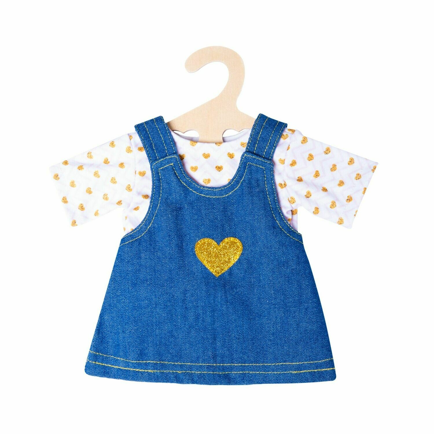 Jeanskleid mit T-Shirt   "Goldstückchen"  2-teilig für P-Größe 35cm bis 45cm