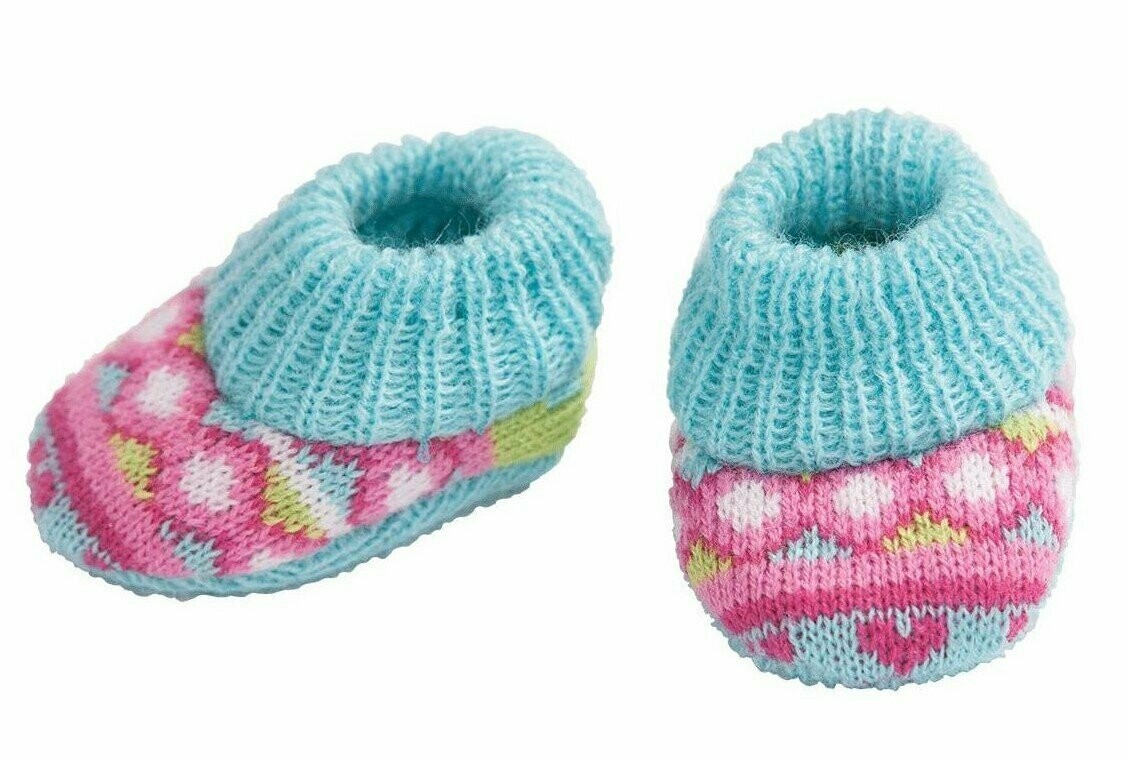 Strickschuhe   "Bunt-blauer Rand"  für P-Größe 35cm bis 45cm