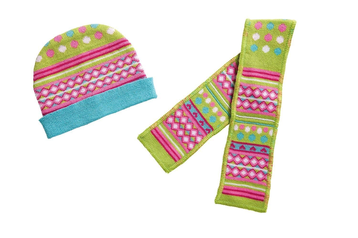 Strickmütze mit Strickschal    "Froschi" für P-Größe  35cm-45cm