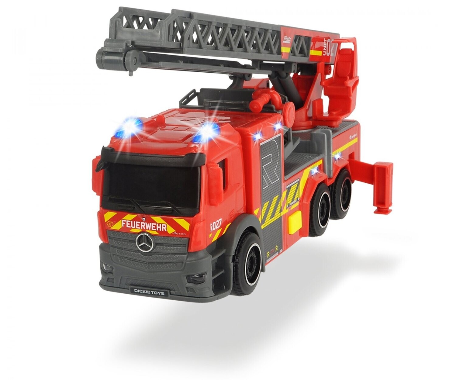 Feuerwehr-Auto mit Drehleiter, Licht, Sound,  Batterien und einer Länge von 23cm