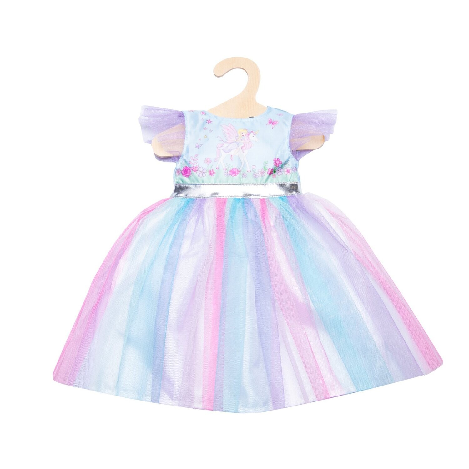 Kleid mit Silberkrone   "Fee und Einhorn"  für P-Größe   35cm bis 45cm