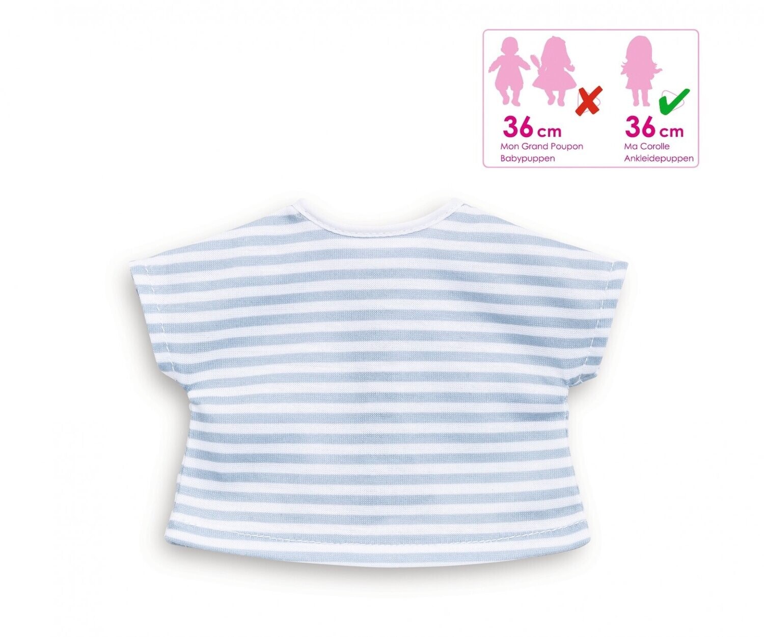 Corolle-T-Shirt  "Blauweiß gestreift"  für P-Größe 36cm
