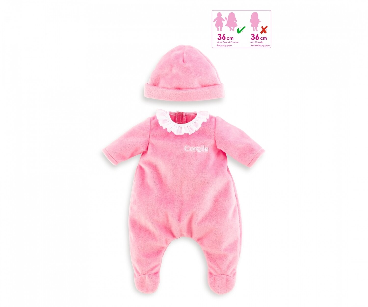 Corolle-Pyjama mit Mütze   "Rosa" für P-Größe 36cm