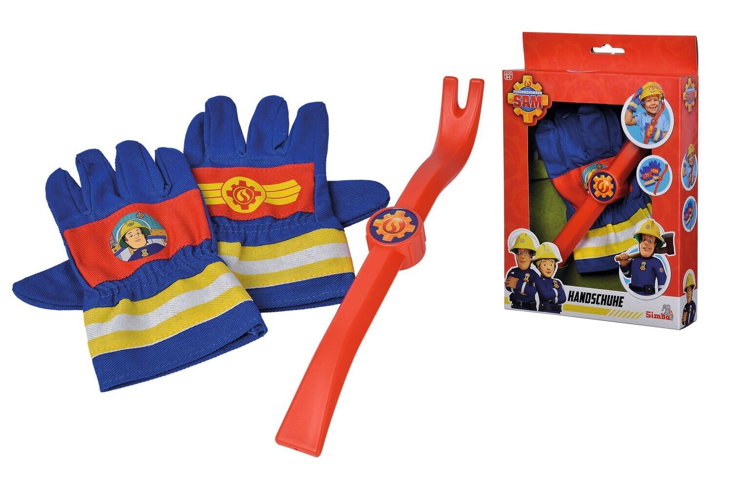 Sams Feuerwehrhandschuhe 20x14cm und Brecheisen   28cm