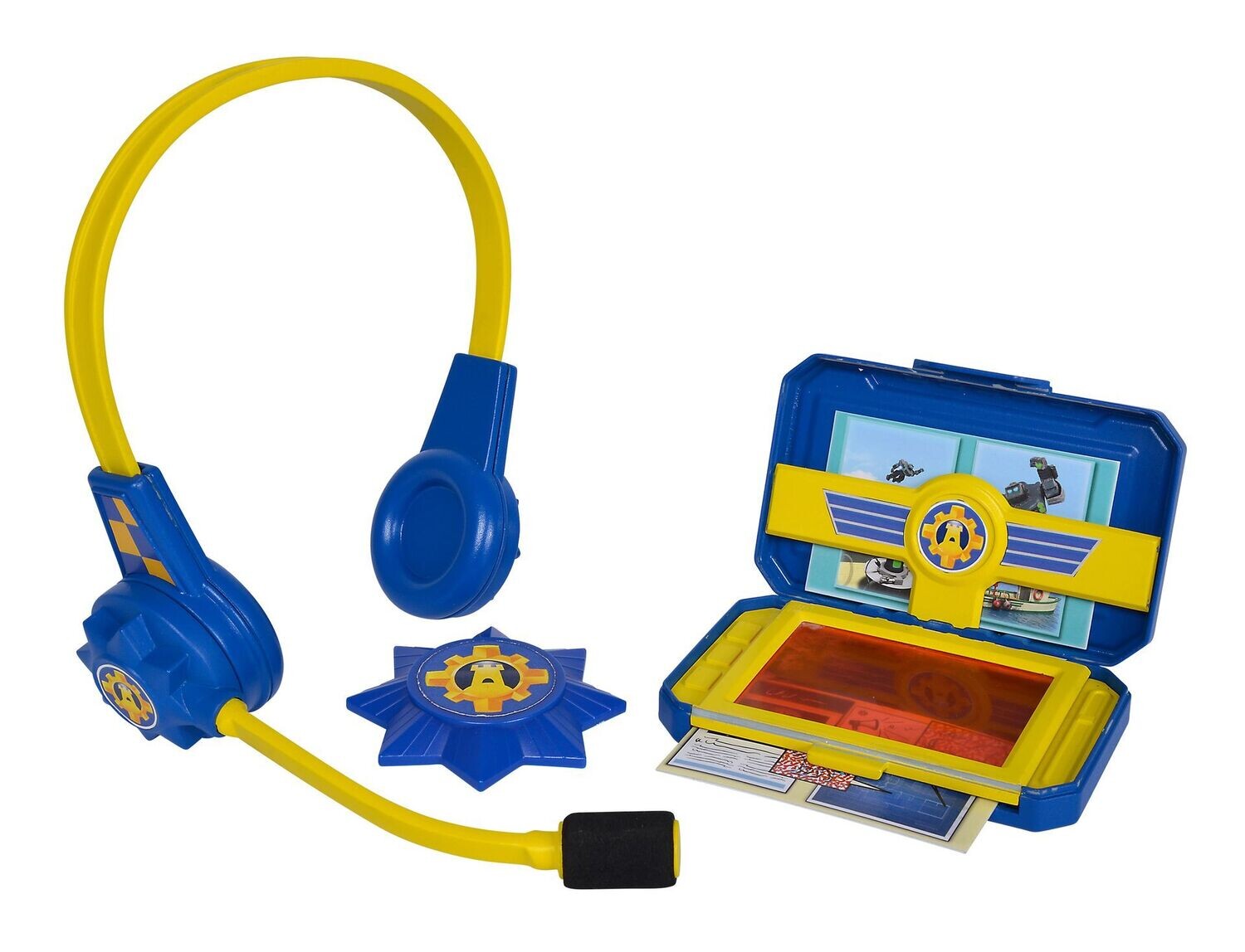 Sams Polizei-Headset und Smartphone