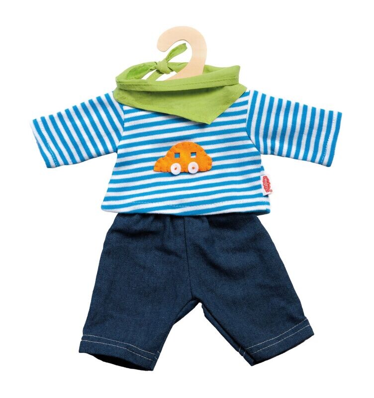 Jeans mit Streifenshirt   3-teilig  für PGröße  28cm bis 35cm