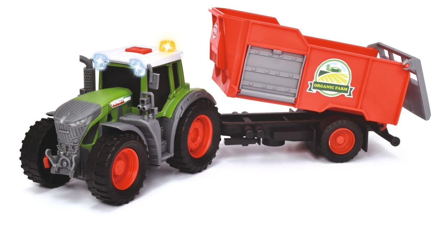 Fendt - Traktor mit Hänger  mit Licht, Sound und Batterien   "Rot"  26cm