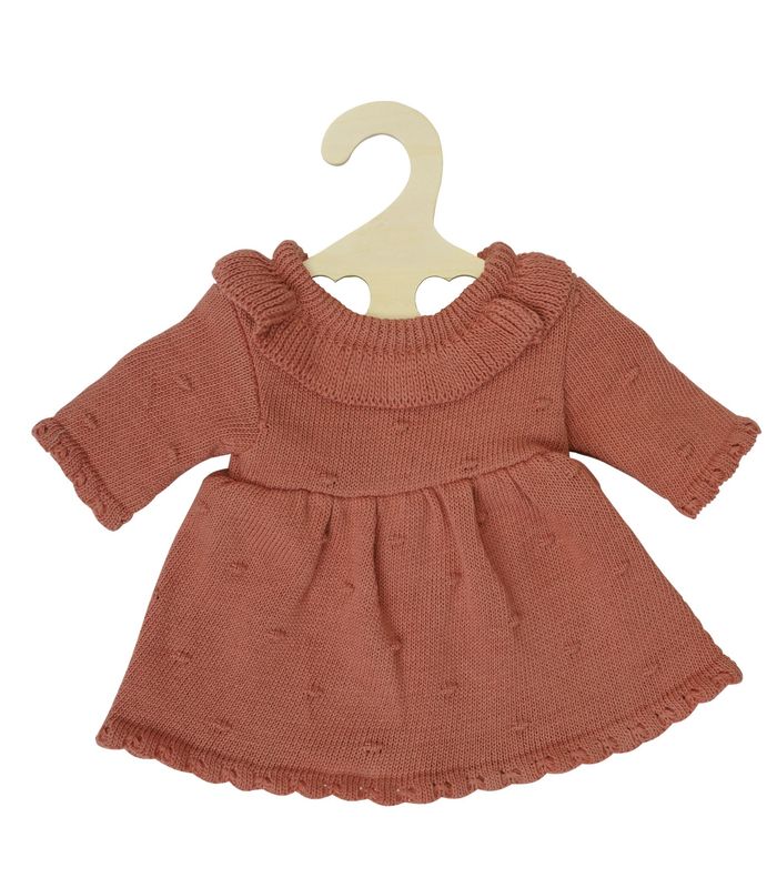 Strick-Kleid aus 100% Bio-Baumwolle   "Pfirsisch" für P-Größe 35cm - 45cm ohne Teddy