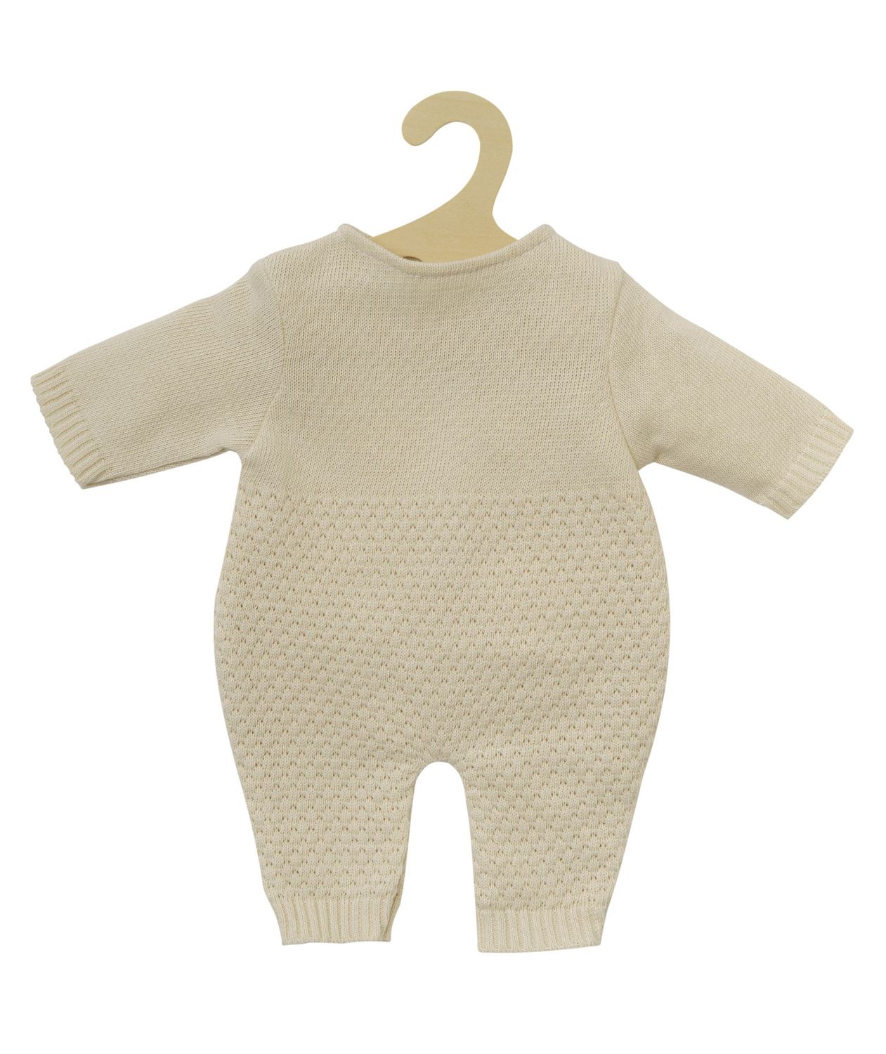 Strick-Strampler aus 100% Bio-Baumwolle   "Ecru" für P-Größe 35cm - 45cm ohne Puppe