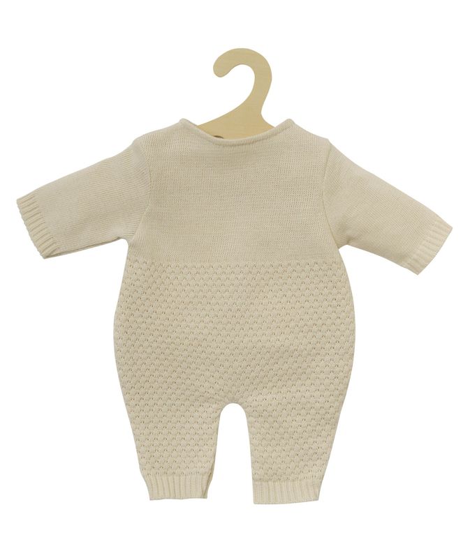 Strick-Strampler aus 100% Bio-Baumwolle   "Ecru" für P-Größe 35cm - 45cm ohne Puppe