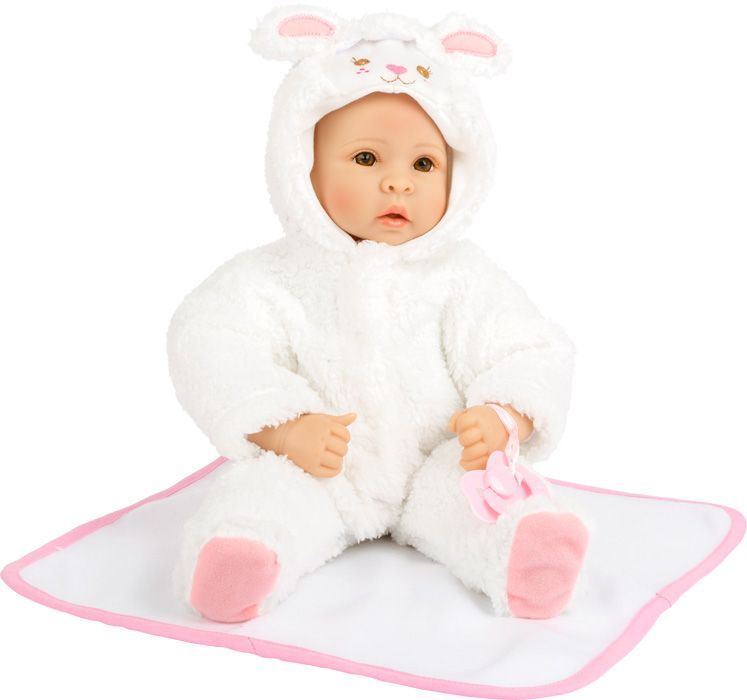 Babypuppe 40cm mit Decke 33x33cm   "Lämmchen" 4-teilig