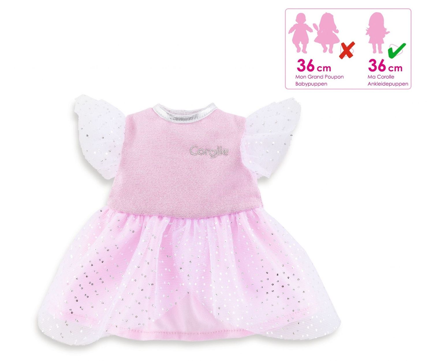 Corolle-Glitzerkleid    "Pink"   für P-Größe  35cm - 45cm