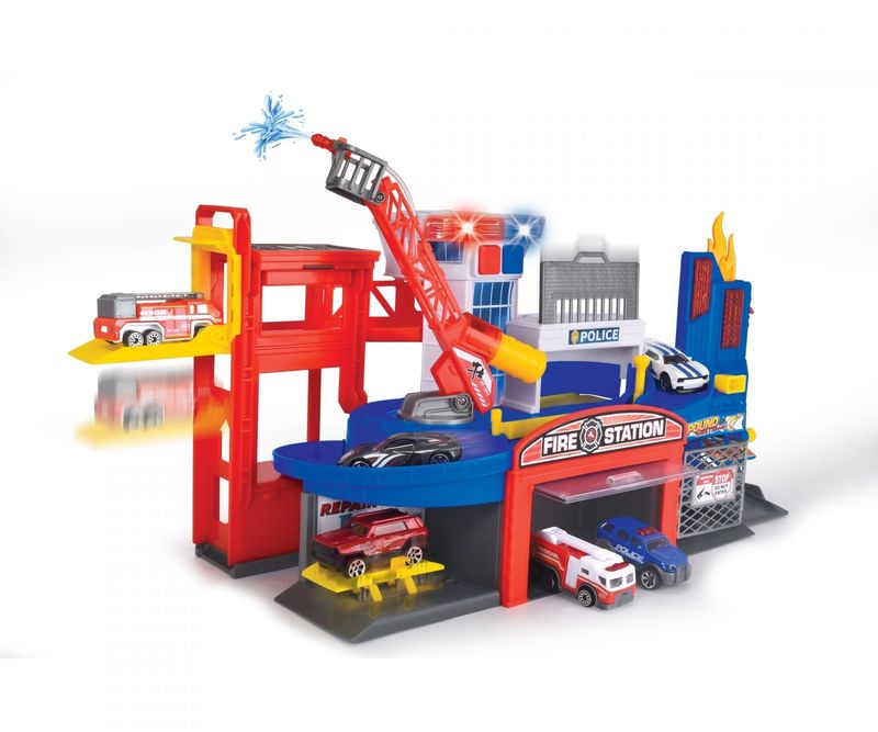 Spielset- Polizei und Feuerehrstation    "Fire + Rescue Playset"    mit Licht, Sound und Batterien     ca. 50x17,5x24cm