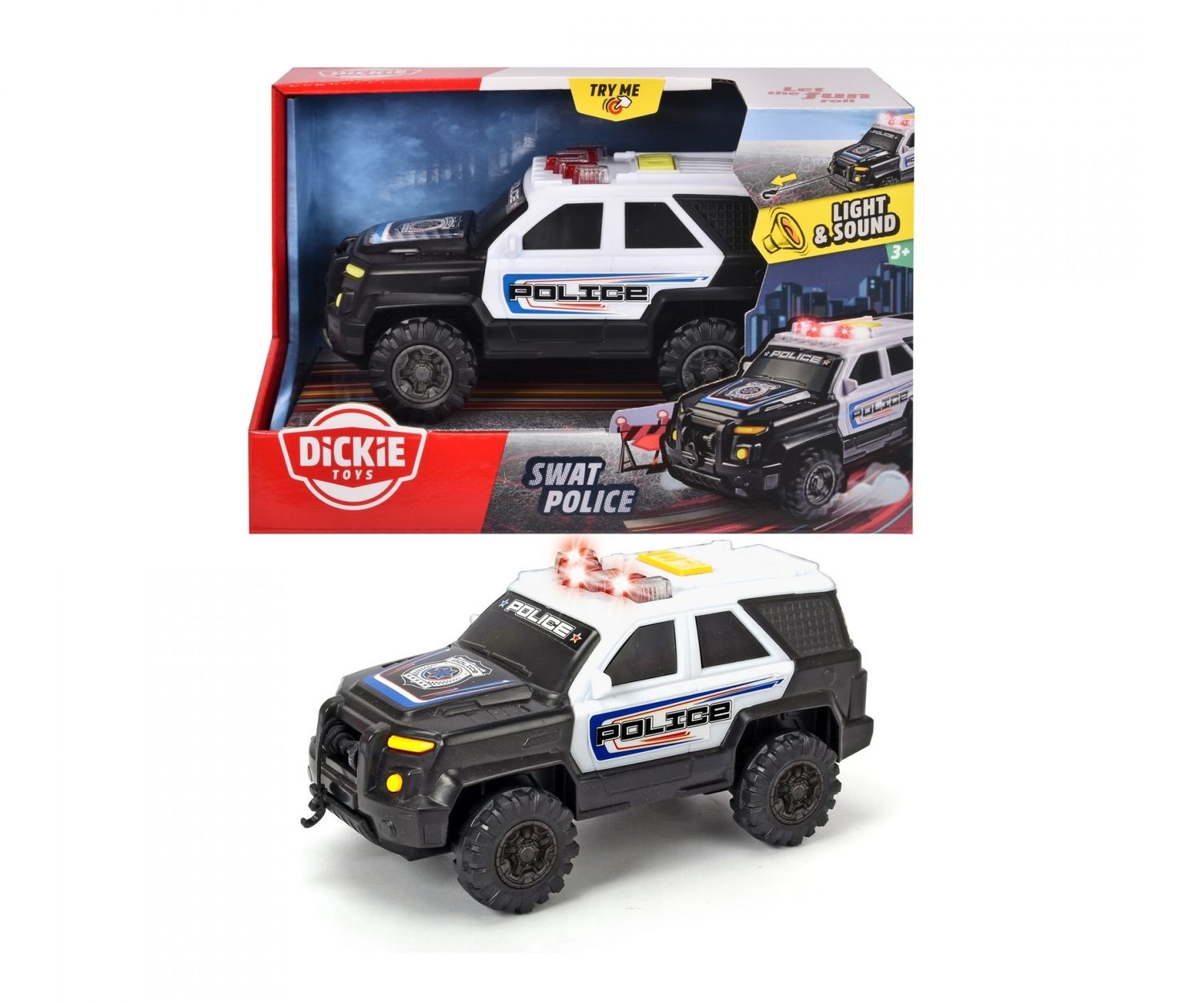Polizeifahrzeug   "SWAT" mit Licht, Sound und Batterien  ca. 18cm