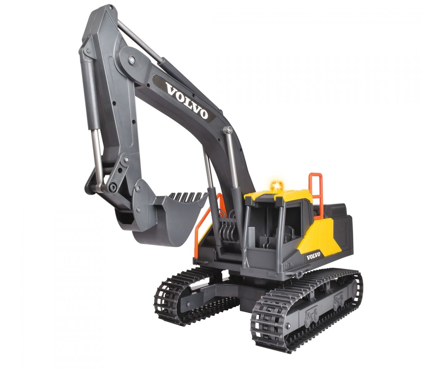 Ein ferngesteuerter Volvo-Bagger   "RC Mining Excavator"   ca. 60cm mit Licht, Sound und Batterien  /  insgesamt = 6x AA Batterien davon sind 2x AA nicht im Lieferumfang enthalten.