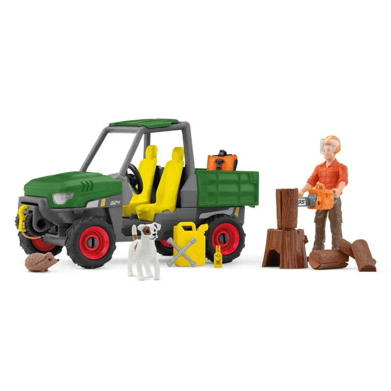 Spiele-Set    "Waldbauer mit Fahrzeug"  ca. 30x25x13cm   46-teilig