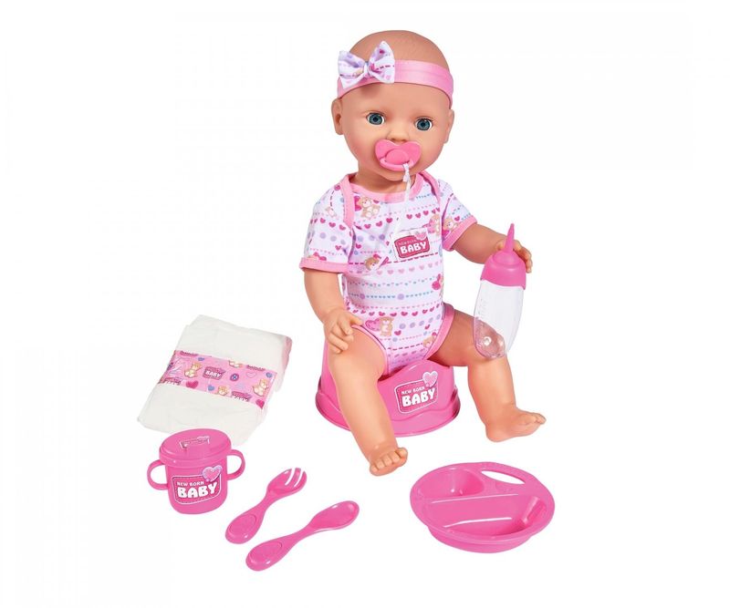 New Born Babymädchen  mit Zubehör   "Rosa Zubehör"  43cm ab 3 Jahre