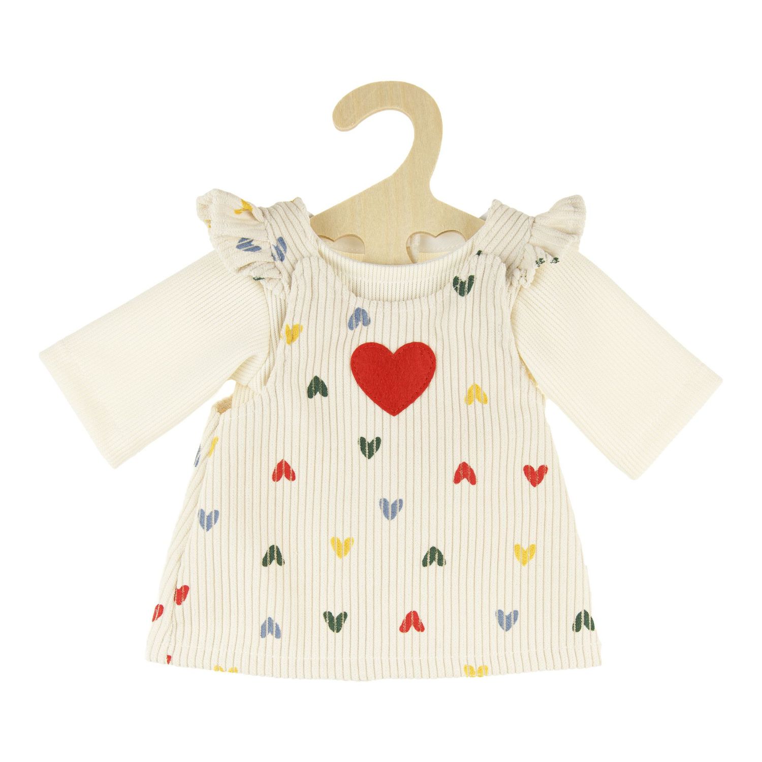 Puppenkord-Kleid mit T-Shirt   "Herz-konfetti"   28cm-35cm
