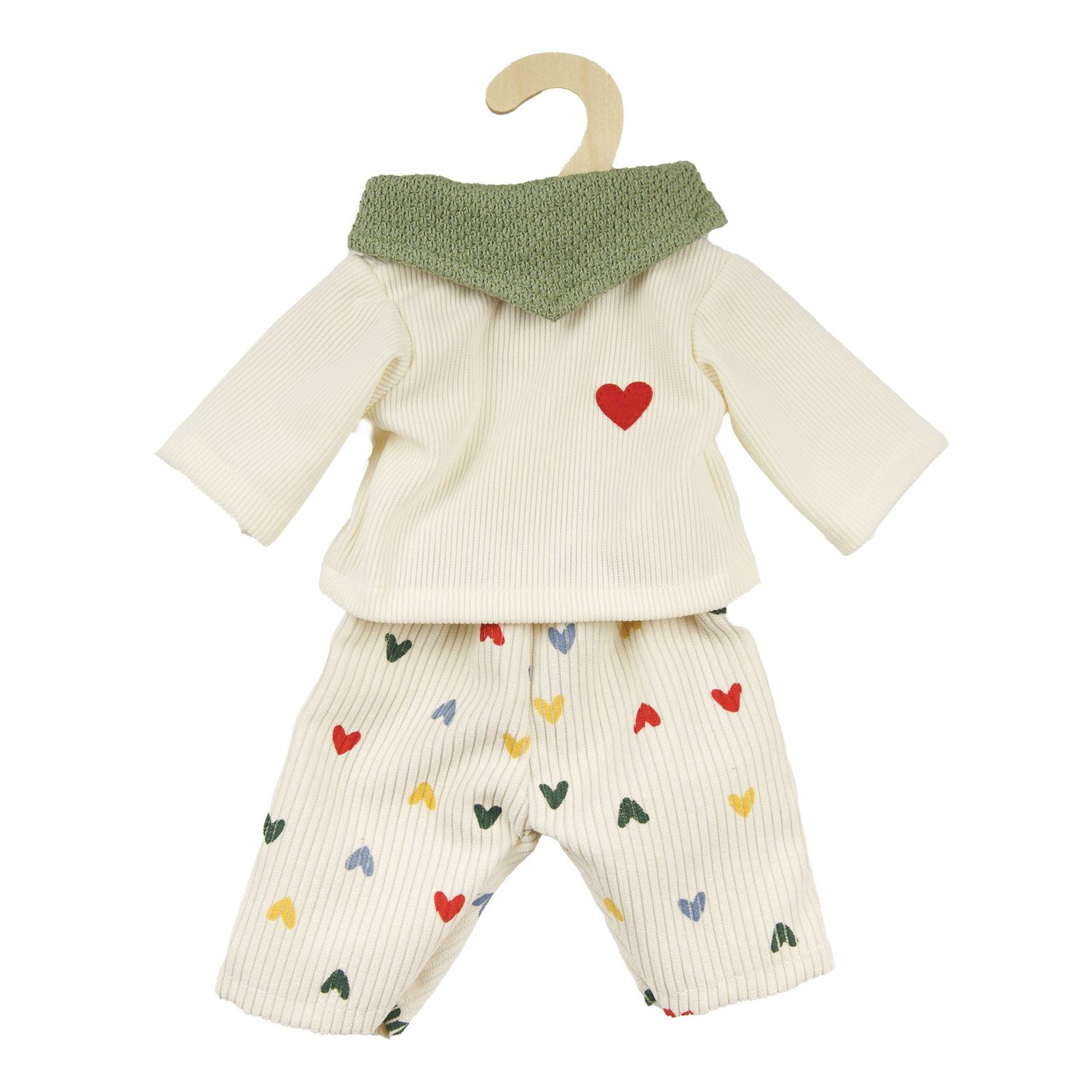Kordhose mit T-Shirt und Nickituch   "Herz-Konfetti"   ohne Puppe   28cm-35cm