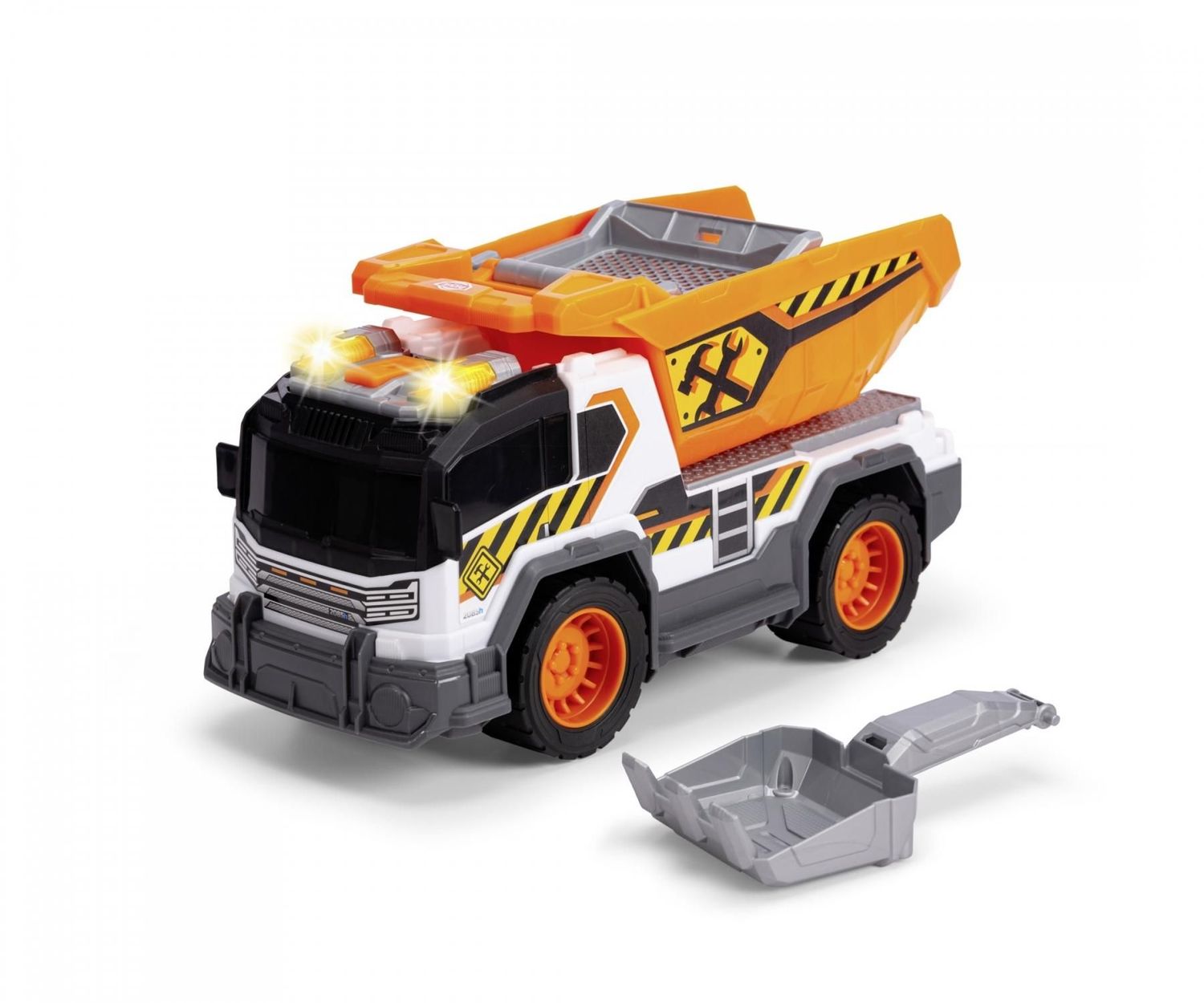 Volvo großer Kipplaster mit Sieb, Schaufel, Licht, Sound und Batterien Volvo großer Kipplaster mit Sieb, Schaufel, Licht, Sound und Batterien "Dump Truck" ca. 30cm