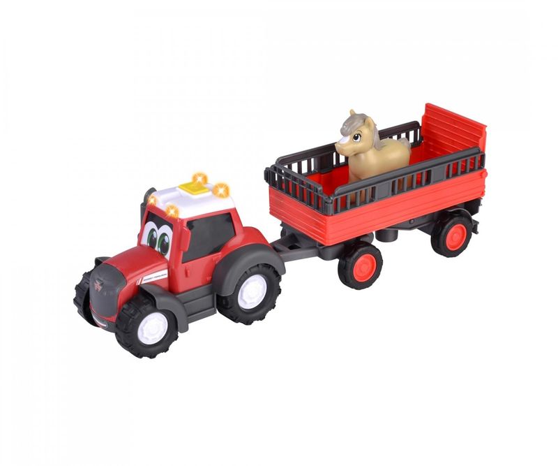 Traktor mit Anhänger, Licht, Sound und Batterien (2x1,5V RO3)   "Massey Ferguson"   ca. 30cm