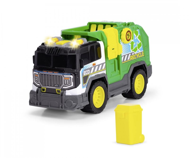 Müllauto mit gelber Tonne, Licht, Sound und Batterien   "Recycle Truck"   ca. 30cm
