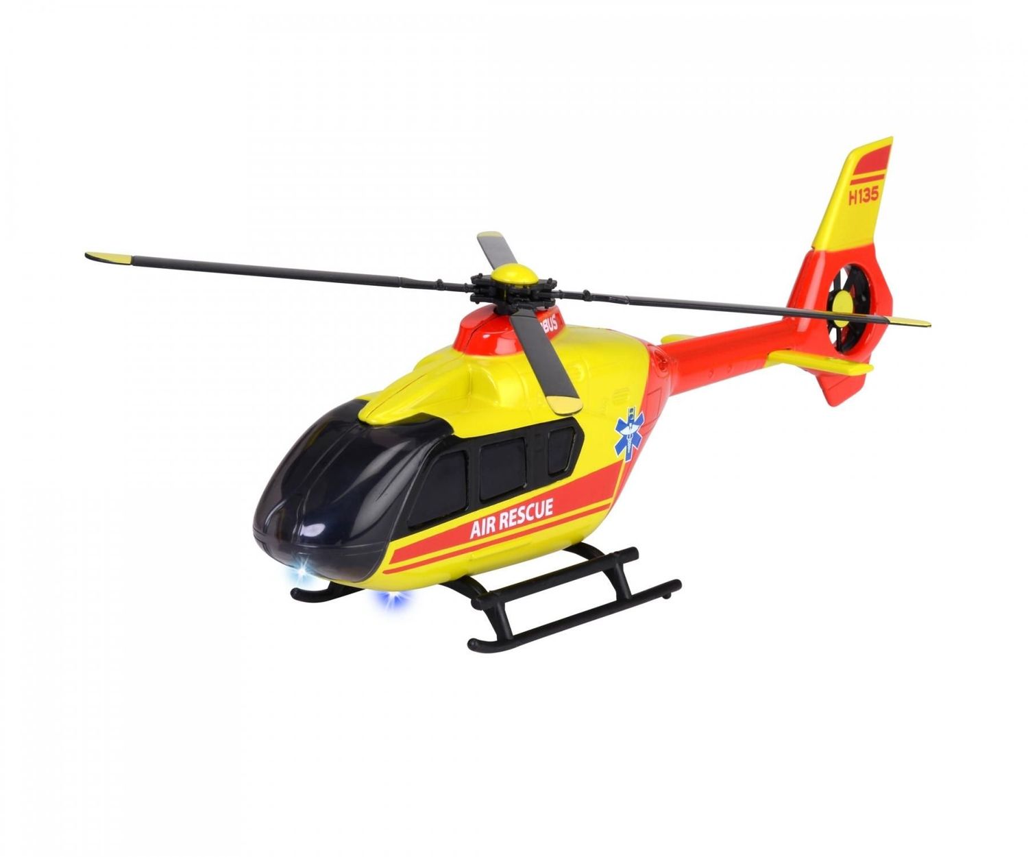 Rescue-Rettungshubschrauber mit Licht, Sound und Batterien Rescue-Rettungshubschrauber mit Licht, Sound und Batterien "Airbus H135" ca. 25,5 x 5,5 x 8 cm.