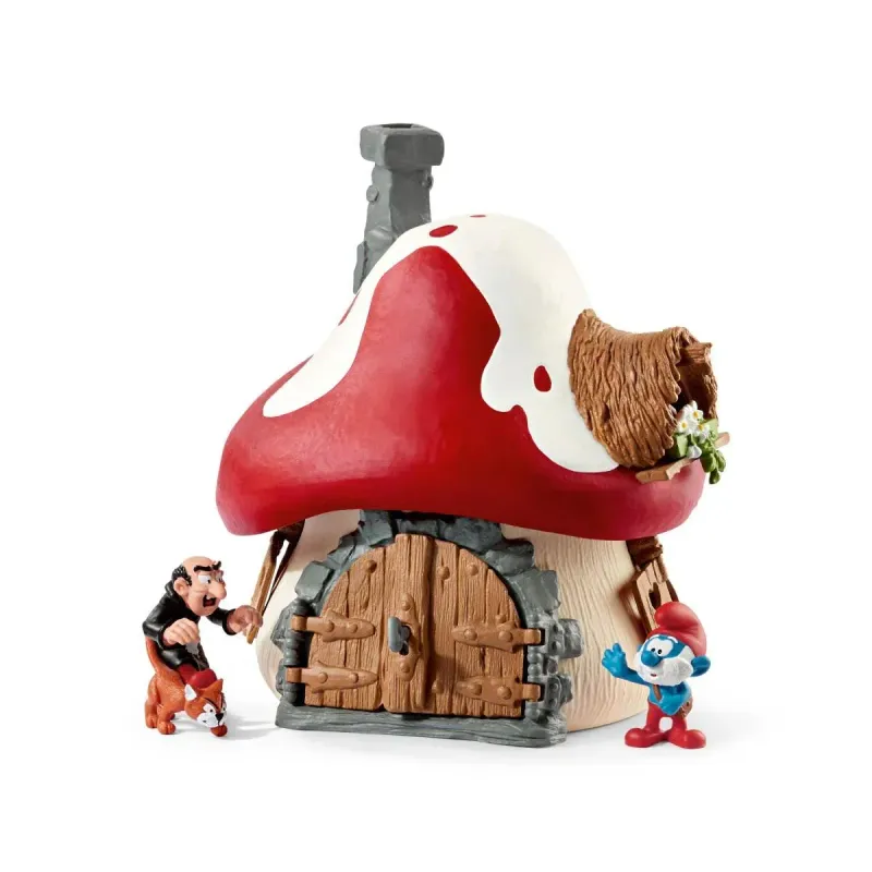 Schlumpfhaus mit 2 Figuren   4-teilig  ca. 19x19x19cm