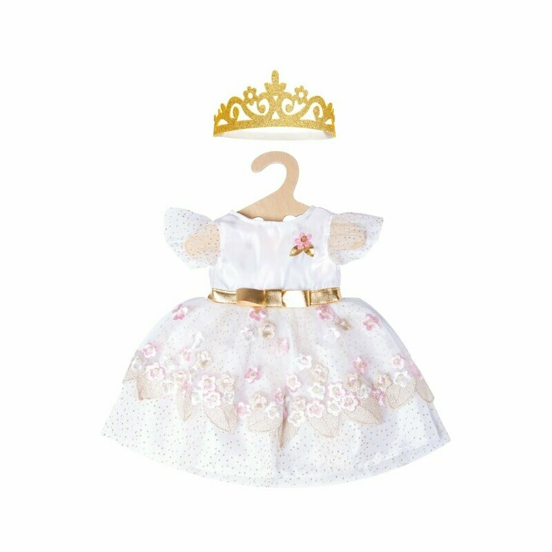 Prinzessinnenkleid mit goldener Krone Prinzessinnenkleid mit goldener Krone "Kirschblüte" für Puppen-Größe 28cm - 35cm