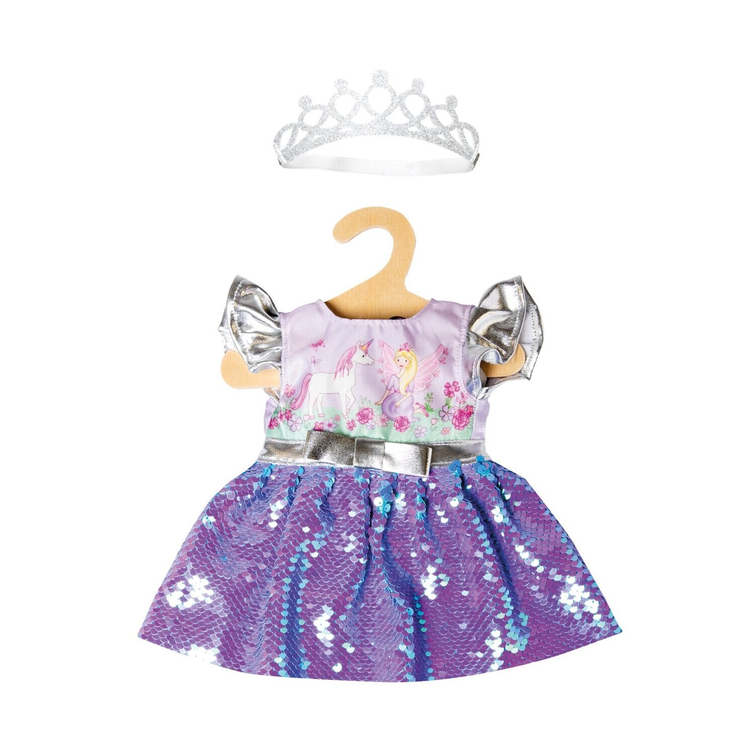 Kleid mt Wendepailletten und Silberkrone Kleid mt Wendepailletten und Silberkrone "Fee und Einhorn" für P-Größe 35cm - 45cm