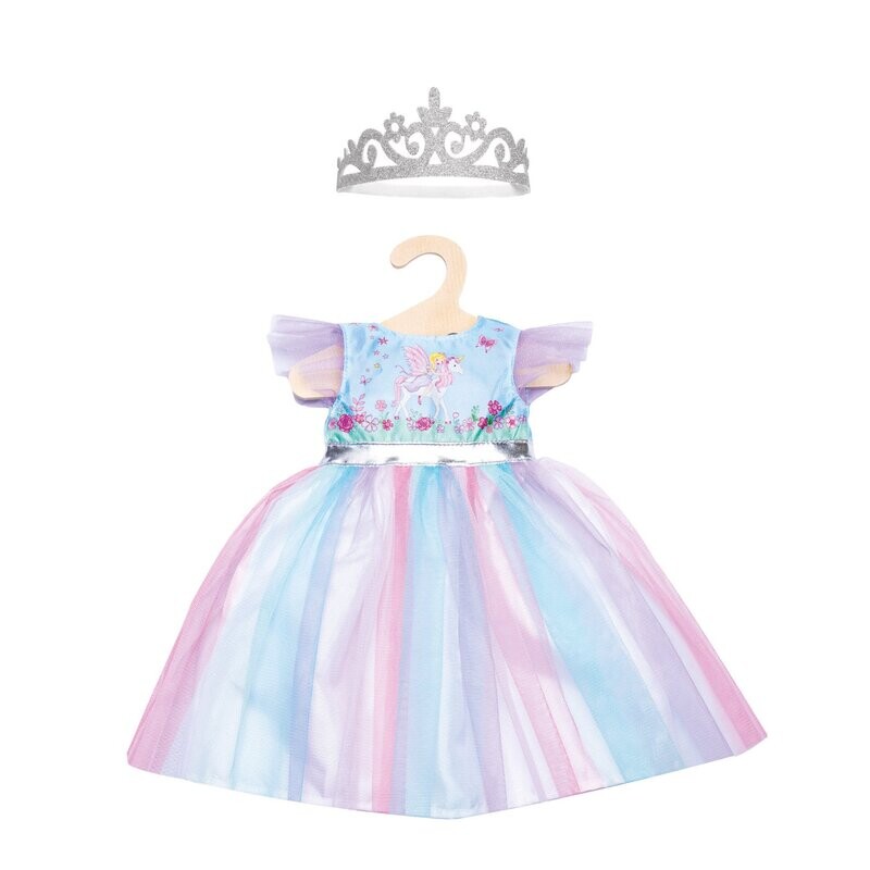 Kleid mit silberner Krone für Kleid mit silberner Krone für "Fee + Einhorn" für Puppen-Größe 28cm - 35cm