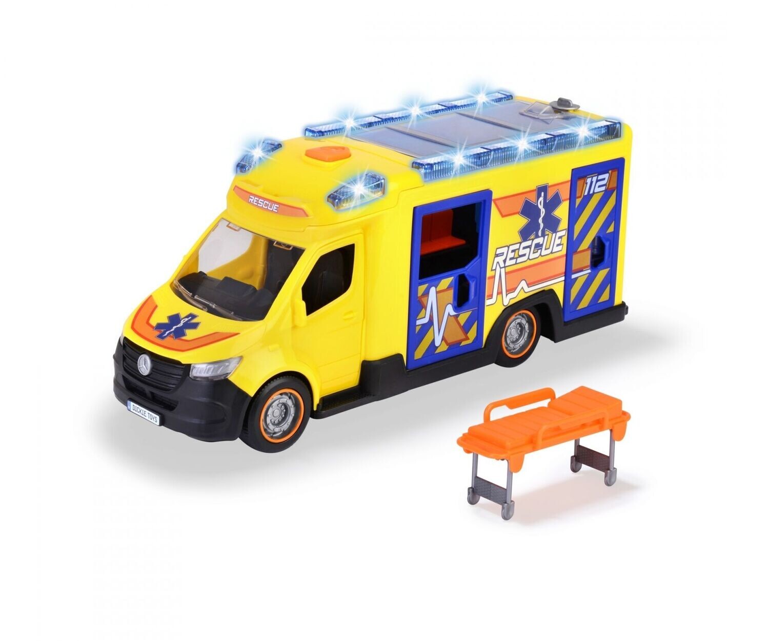 Krankenwagen Krankenwagen "Mercedes-Benz Sprinter" mit Licht, Sound und Batterien und einer Trage ca. 36cm