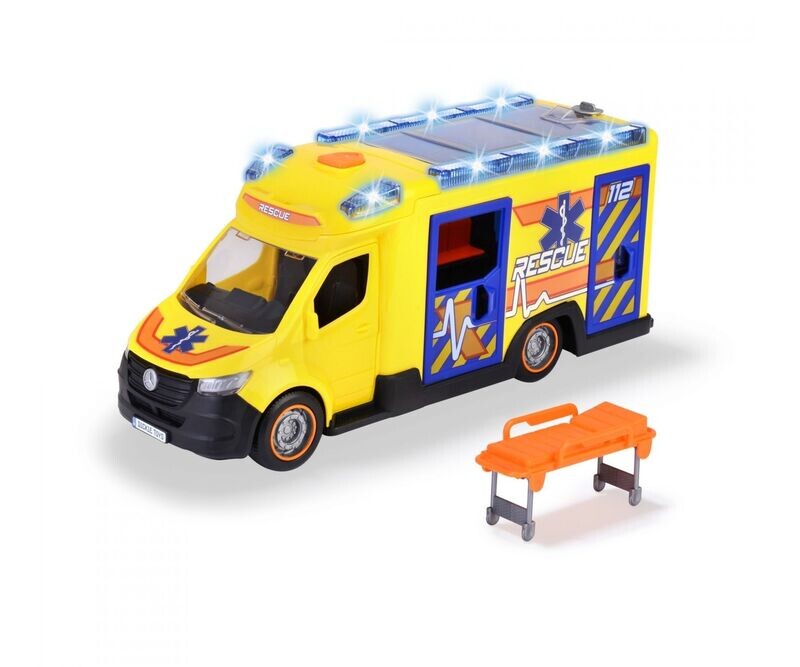 Krankenwagen Krankenwagen "Mercedes-Benz Sprinter" mit Licht, Sound und Batterien und einer Trage ca. 36cm