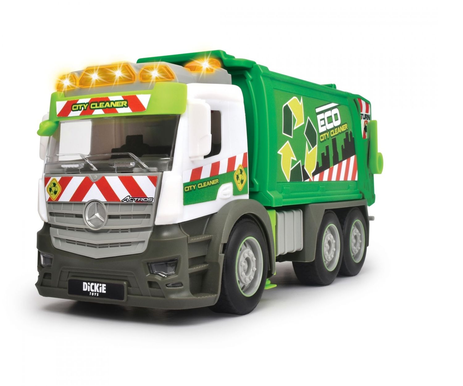 Müllauto mit weißen Fahrerhaus, Licht, Sound und Batterien   "Action  Garbage-Truck"   ca. 26cm