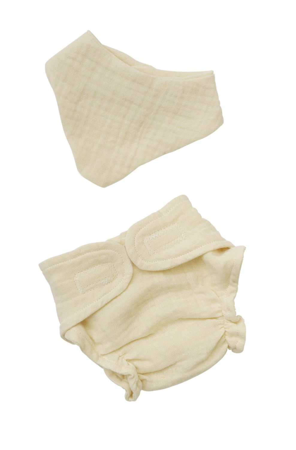 Musselin-Babyset  2-teilig aus 100% Baumwolle   "Ecru"    28cm  bis  35cm