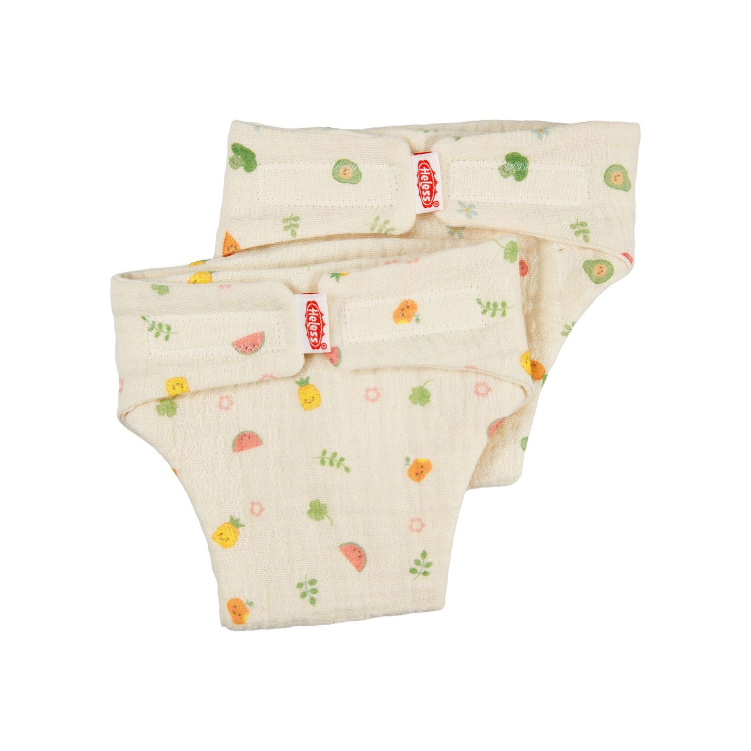 2 Musselin-Stoffwindeln aus 100% Baumwolle   "Freche Früchtchen"   28cm  bis  35cm