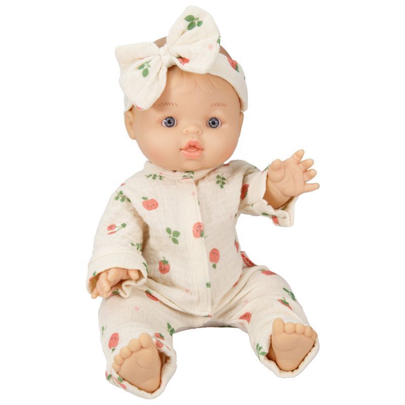 Mädchen mit Bio-Strampler Mädchen mit Bio-Strampler "Freche Früchtchen" 34cm