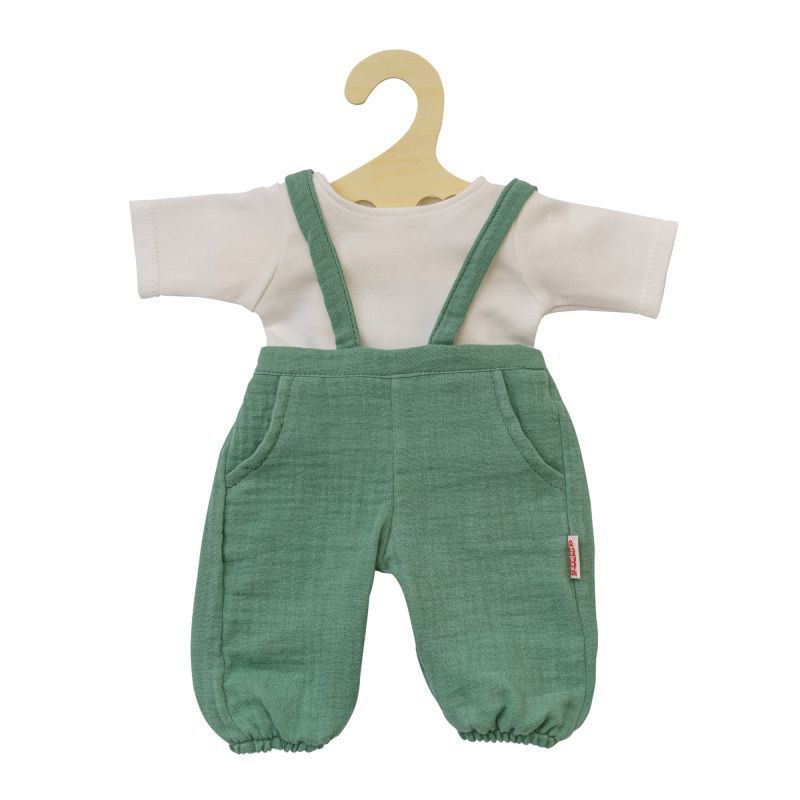 Musselin-Latzhose mit T-Shirt aus 100% Baumwolle Musselin-Latzhose mit T-Shirt aus 100% Baumwolle "Salbeigrün" 35cm bis 45cm