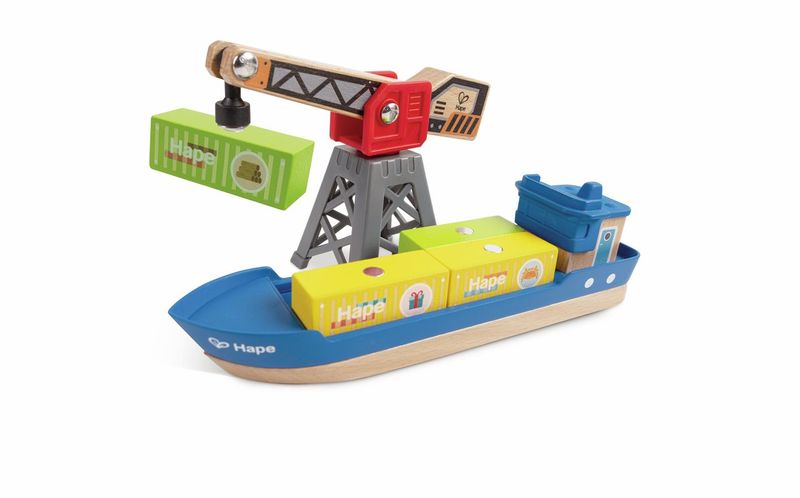 Frachtschiff mit Hafenkran 6-teilig ca. 20x12x17cm Frachtschiff mit Hafenkran 6-teilig ca. 20x12x17cm