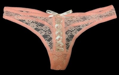 Pitsistringit nyörityksellä KOKO L, rosa Pitsistringit nyörityksellä KOKO L, rosa