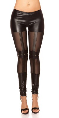Näyttävät leggingsit wetlook+fishnet S/M Näyttävät leggingsit wetlook+fishnet S/M