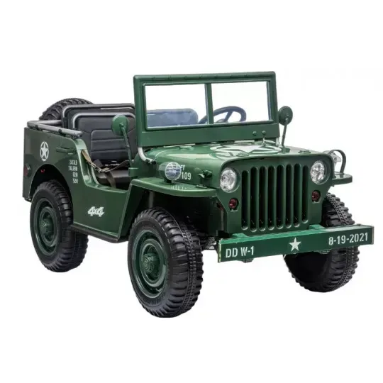 JEEP WILLYS 3 PLACES électrique enfant 24V VERT ARMÉE