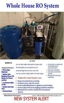 Whole House Reverse Osmosis Water System (removes bacteria & Viruses)
Financing Available